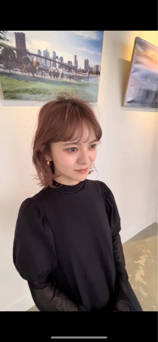 ミディアム カラー ピンクカラー robe 田中 実友のヘアスタイル