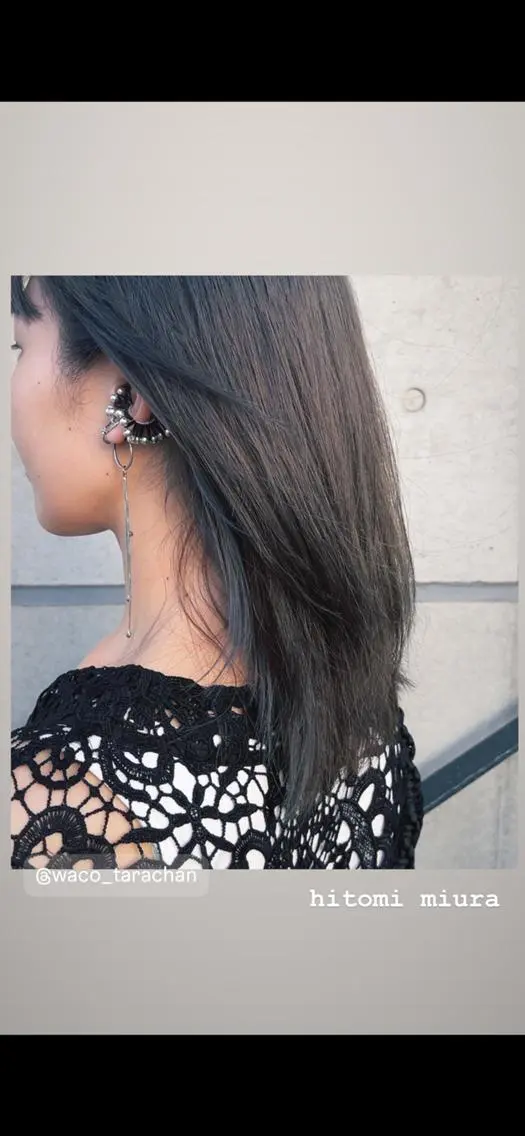 セミロング カラー グレージュ 三浦 仁美のヘアスタイル
