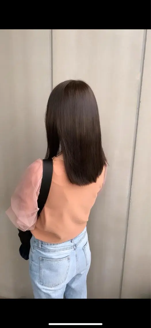 ミディアム カラー Agu peachのヘアスタイル