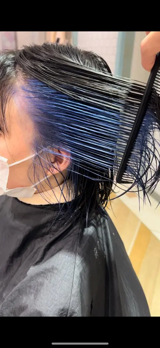 ミディアム ヘアカラー トリートメント ブリーチなしダブル カラー縮毛矯正 下野のヘアスタイル