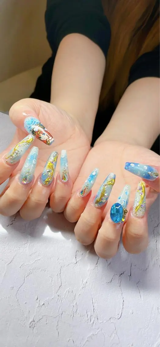 ネイル アートネイル ロングネイル ハンドネイル LaLa Peach 福岡のマツエク・マツパデザイン