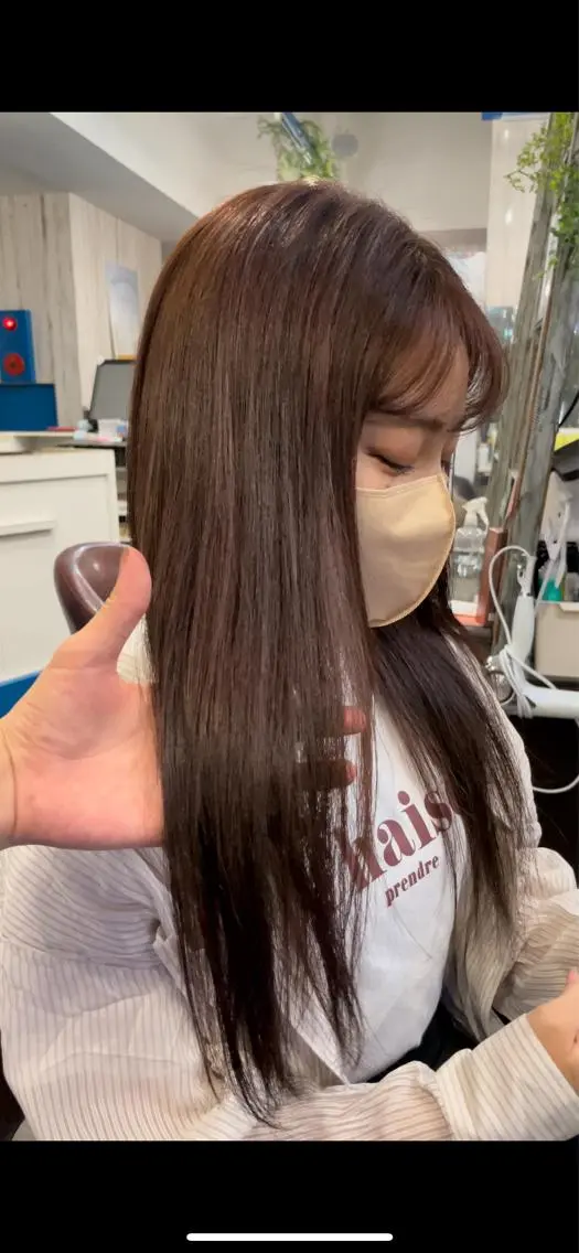 ロング カラー ブラウンカラー ピンクカラー トリートメント 🌿美髪縮毛矯正 のプロ安川🌿のヘアスタイル