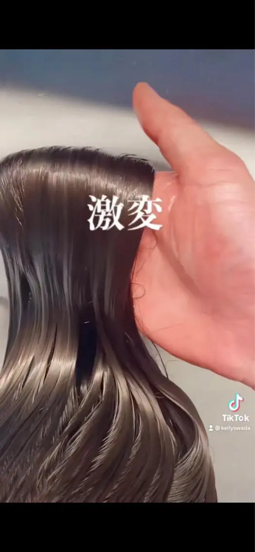 ロング ボブ ハイライト 髪質改善 韓国風ヘア レイヤーカット wa daのヘアスタイル