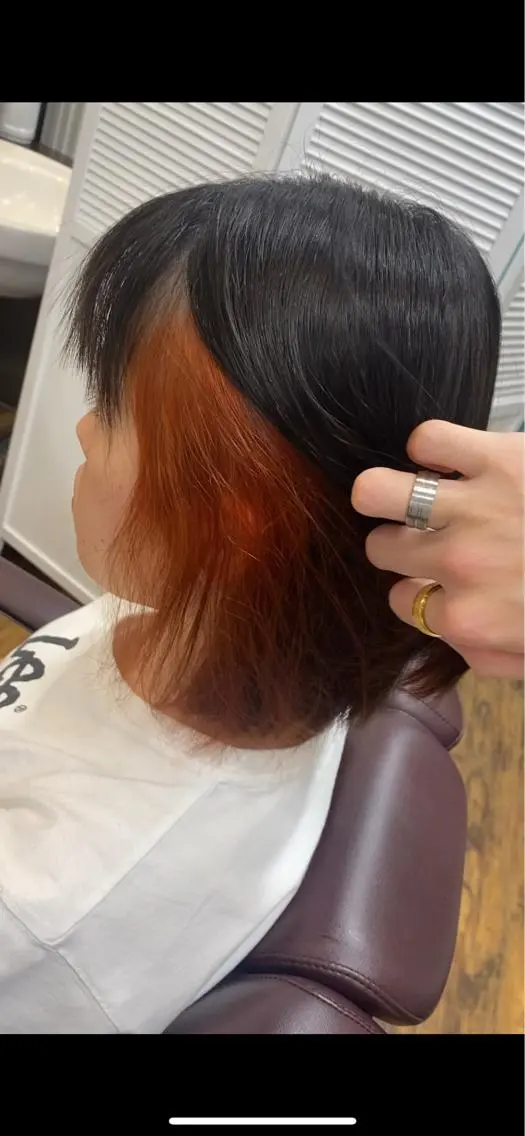ミディアム カラー オレンジ 髪質改善特化美容師 酸性ストレート近藤俊のヘアスタイル