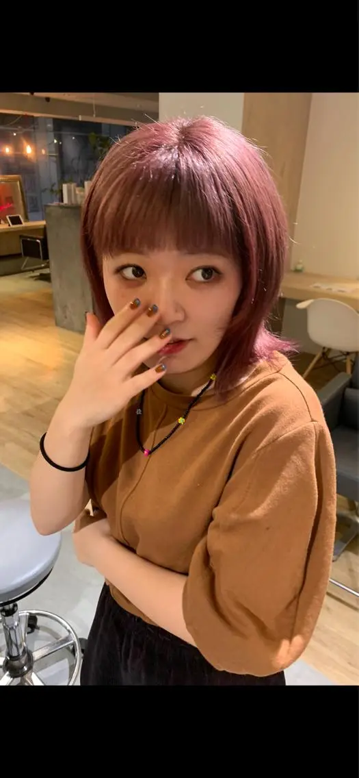 ミディアム カラー ピンクカラー ヘアカラー 美髪・シールエクステ ホソタニリョウコのヘアスタイル