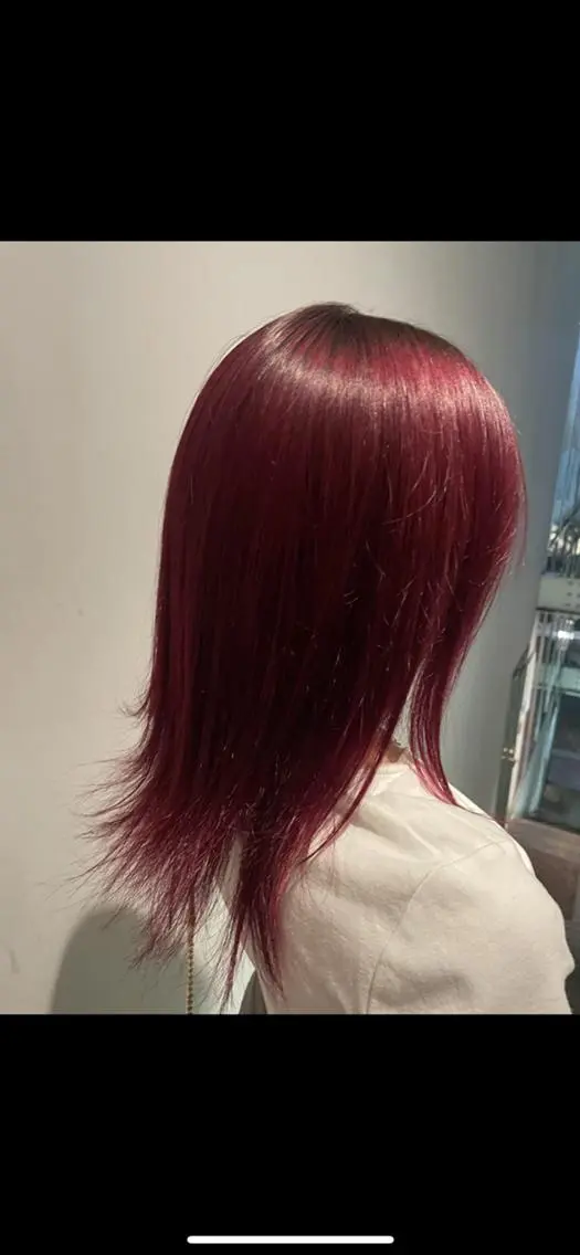 セミロング カラー ブリーチ ピンクカラー レッドカラー カット ヘアカラー トリートメント パピヨンロゼ 髪質改善/酸性のヘアスタイル