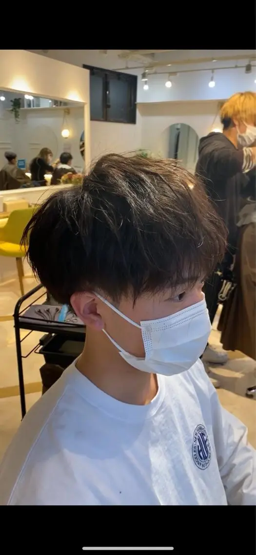 ショート カラー パーマ ヘアアレンジ メンズ ハイトーン&透明感 カラー☘️片山優陽のヘアスタイル