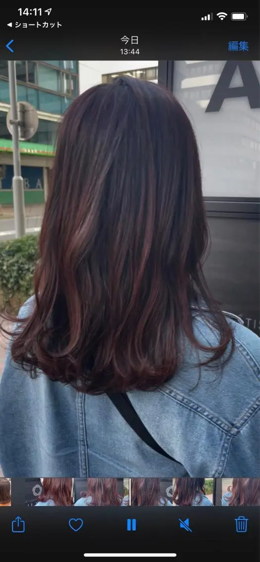 セミロング カラー ブラウンカラー バイオレットカラー バイオレットブラウン カット ヘアカラー 久保田 千尋のヘアスタイル