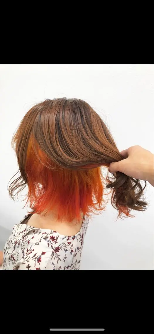 ショート カラー インナーカラー オレンジ メンズ特化 パーマ/オザワのヘアスタイル