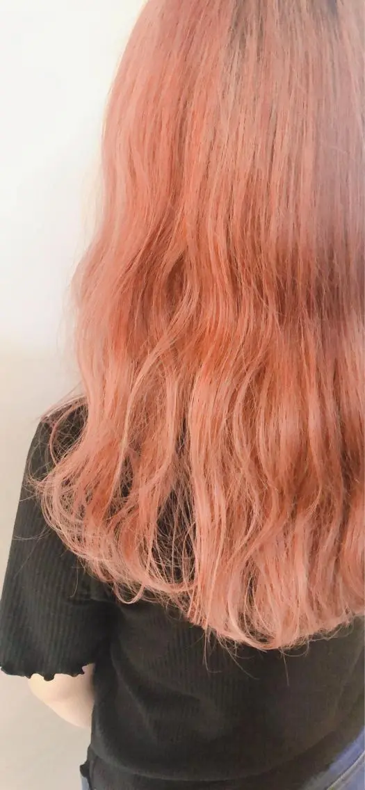 ロング カラー オレンジ カット ヘアカラー トリートメント 韓国hair ·͜· watanabeのヘアスタイル