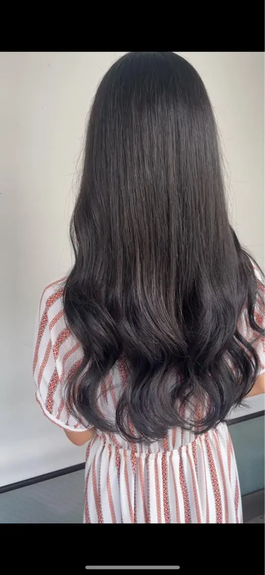 ロング カラー ダークグレー ダークグレージュ グレージュ チヒョ🦋 韓国hair🇰🇷のヘアスタイル