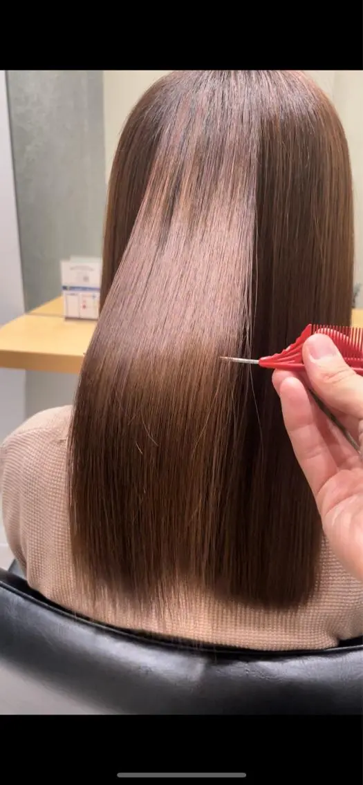 セミロング セミロングパーマ 縮毛矯正 トリートメント 酸熱トリートメント 髪質改善ヘアケア 艶髪特化/上田のヘアスタイル