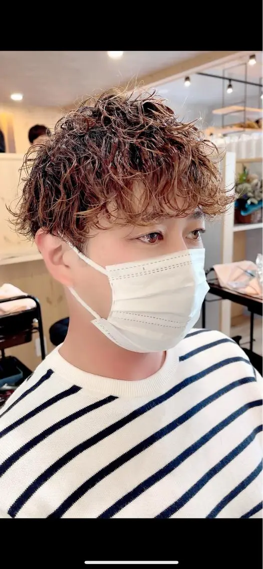 ショート メンズ マッシュ メンズパーマ 波巻きパーマ マスダ ヤスノリのヘアスタイル
