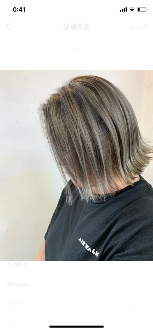 ショート カラー バレイヤージュ ボブ レイヤーカット Shiho お洒落な エクステ♡ハイトーンのヘアスタイル