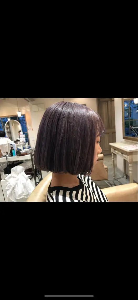 ショート カラー ヘアアレンジ グレージュ パープルカラー パープルグレージュ ヘアカラー トリートメント 韓国♡ハイライト ♡YURIのヘアスタイル