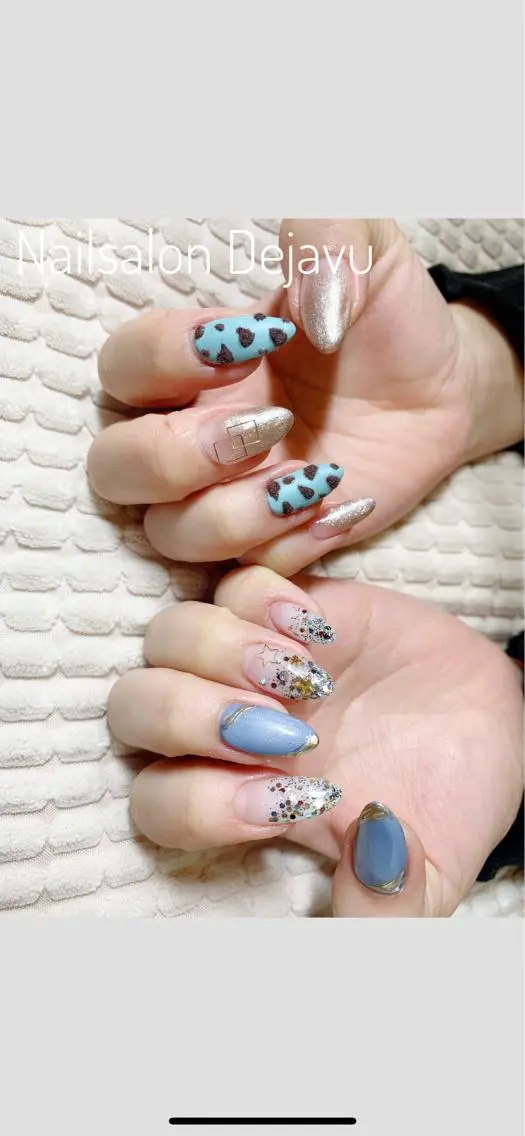 ネイル アートネイル ラメ(グリッター) マグネットネイル ミラーネイル ストーンネイル Nail salon Dejavu 🌿のネイルデザイン