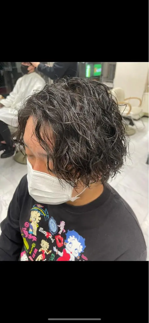 ミディアム パーマ メンズ カット パーマ トリートメント 🌻メンズカット 落合諒🌻のヘアスタイル