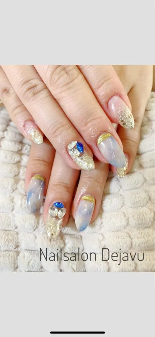 ネイル アートネイル ラメ(グリッター) 持ち込み ストーンネイル Nail salon Dejavu 🌿のネイルデザイン