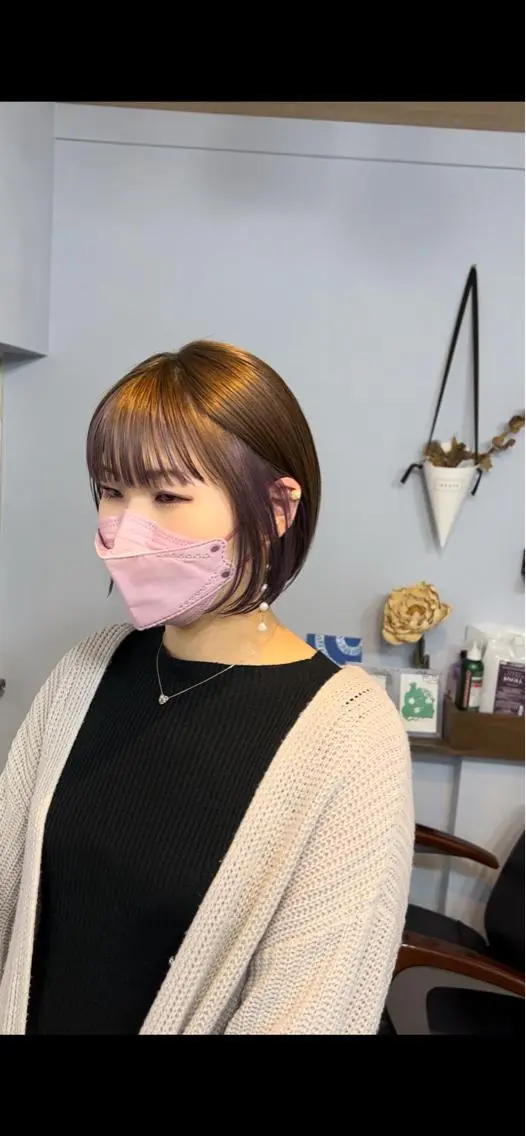 ショート カラー イヤリングカラー インナーカラー パープルカラー カット ヘアカラー トリートメント 🌈美髪✂︎艶色🎨 頭皮改善🍀TAKUのヘアスタイル