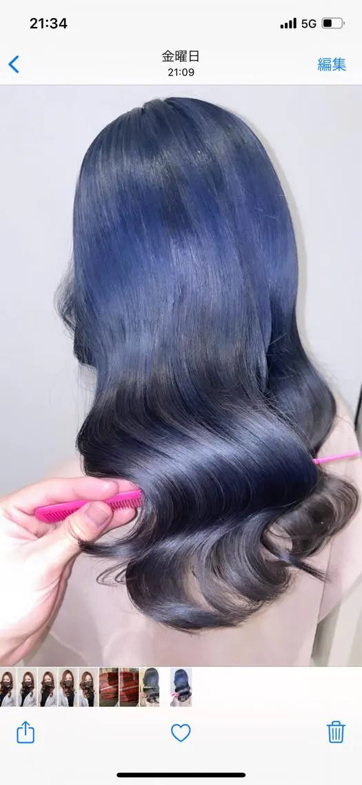 ロング カラー ブルーカラー 🩵アンブレラカラー 髪質改善 丸尾】のヘアスタイル