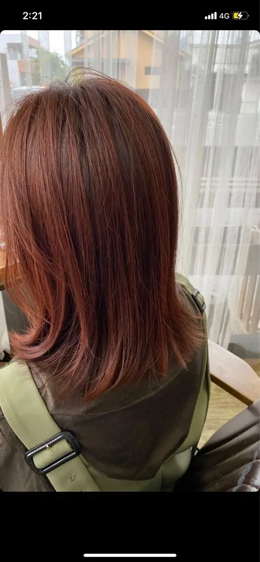 ロング カラー ブリーチ ブリーチなしカラー オレンジ 似合わせパーマ/ 山本銀次郎のヘアスタイル
