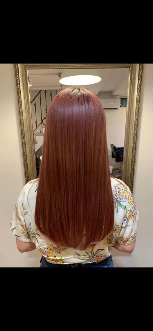 セミロング カラー ブリーチ ブリーチなしカラー ピンクカラー PANOL 秀島のヘアスタイル