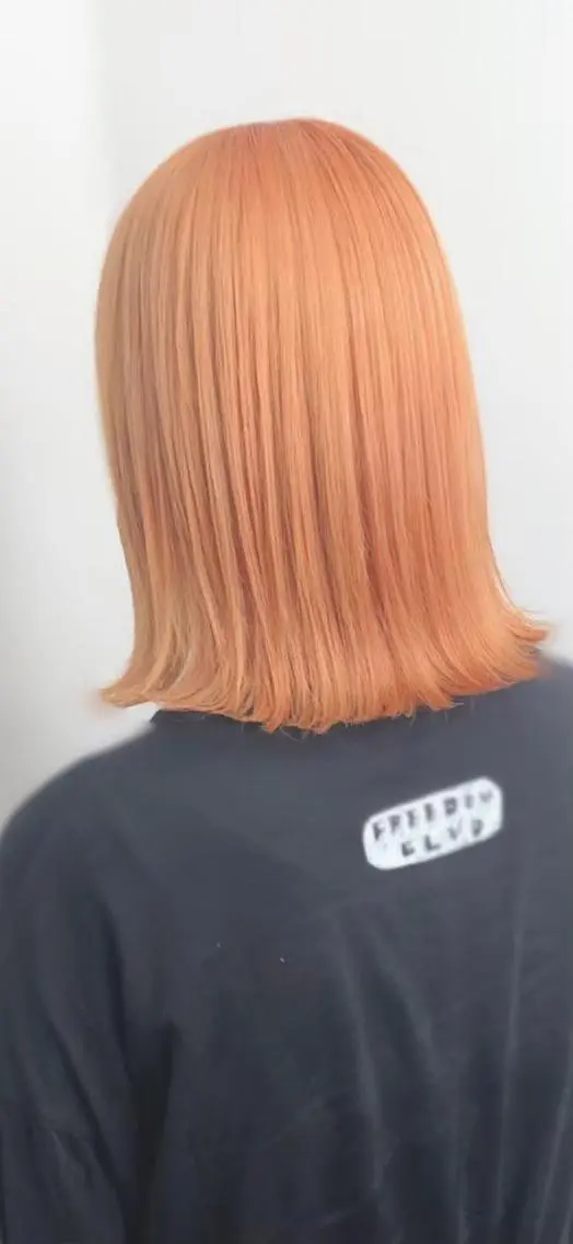 ミディアム カラー ブリーチ ケアブリーチ オレンジ ヘアカラー 髪質改善/レイヤー/ ショート/koshiのヘアスタイル