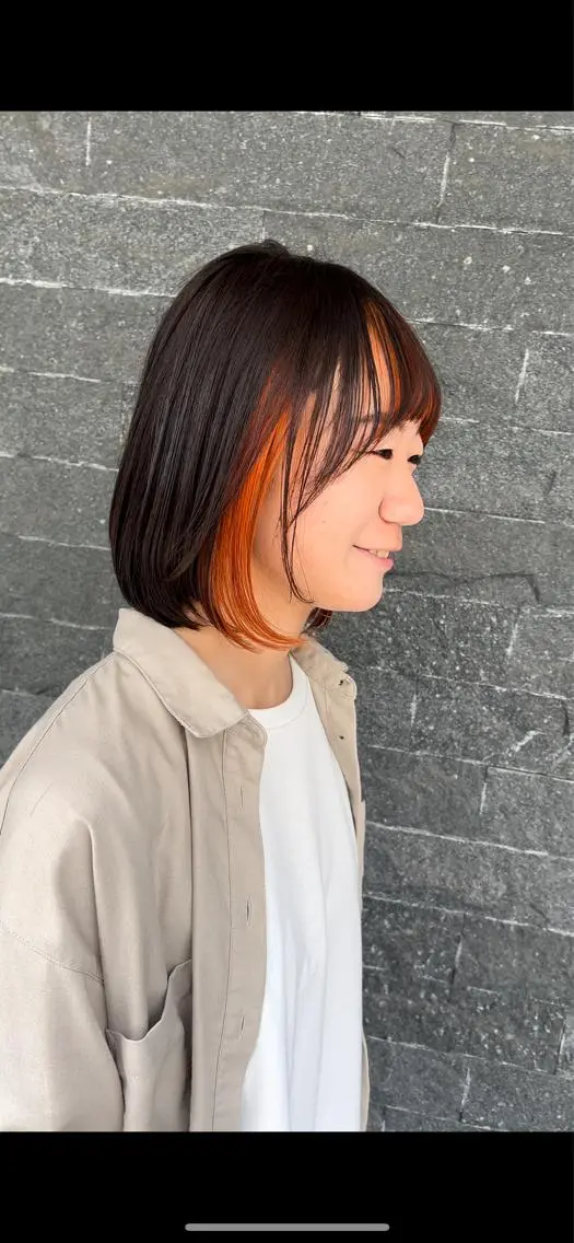 ミディアム カラー ミストバング フェイスフレーミング ヘアカラー トリートメント 及川 祐輔のヘアスタイル
