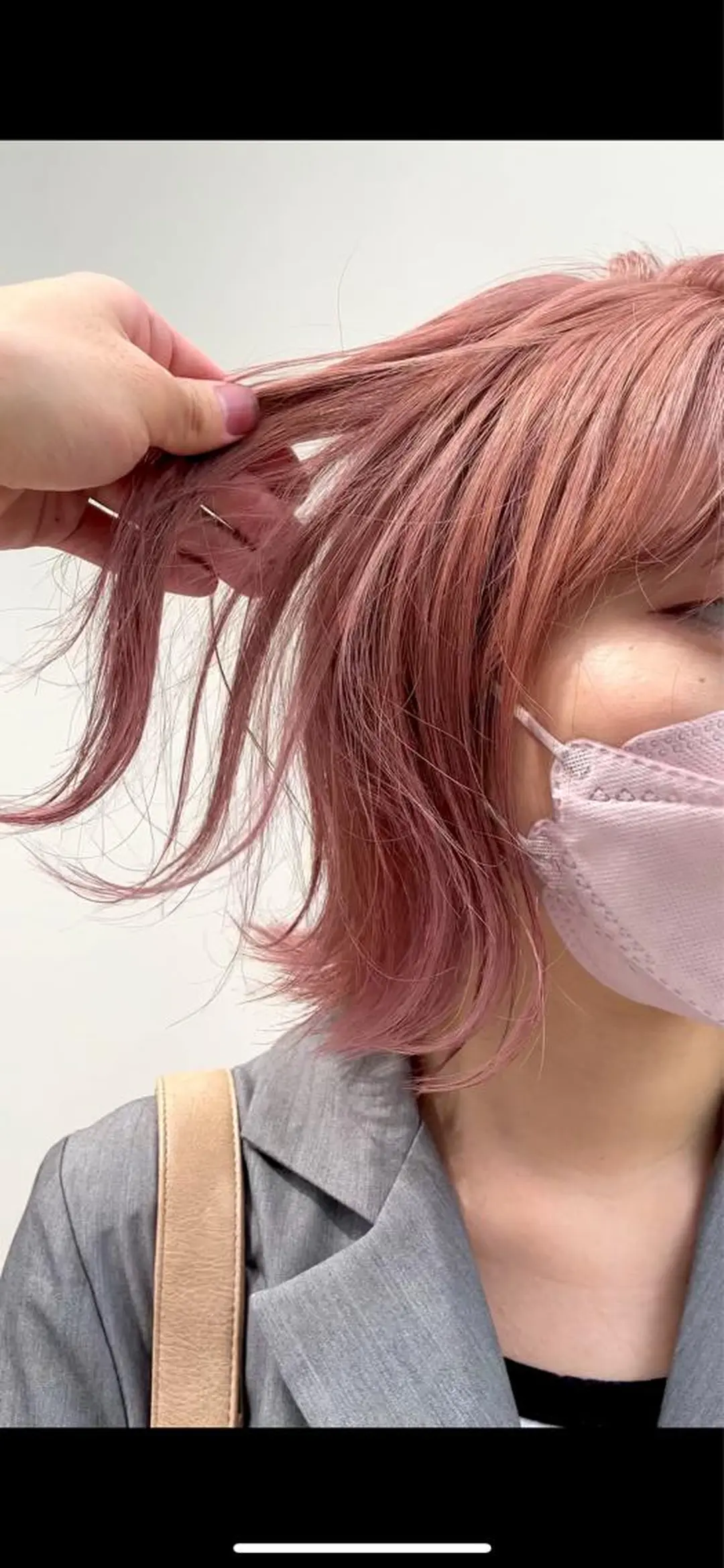 セミロング カラー ベージュカラー ピンクカラー ピンクベージュ 梅田美容室/ ウルフカットのヘアスタイル