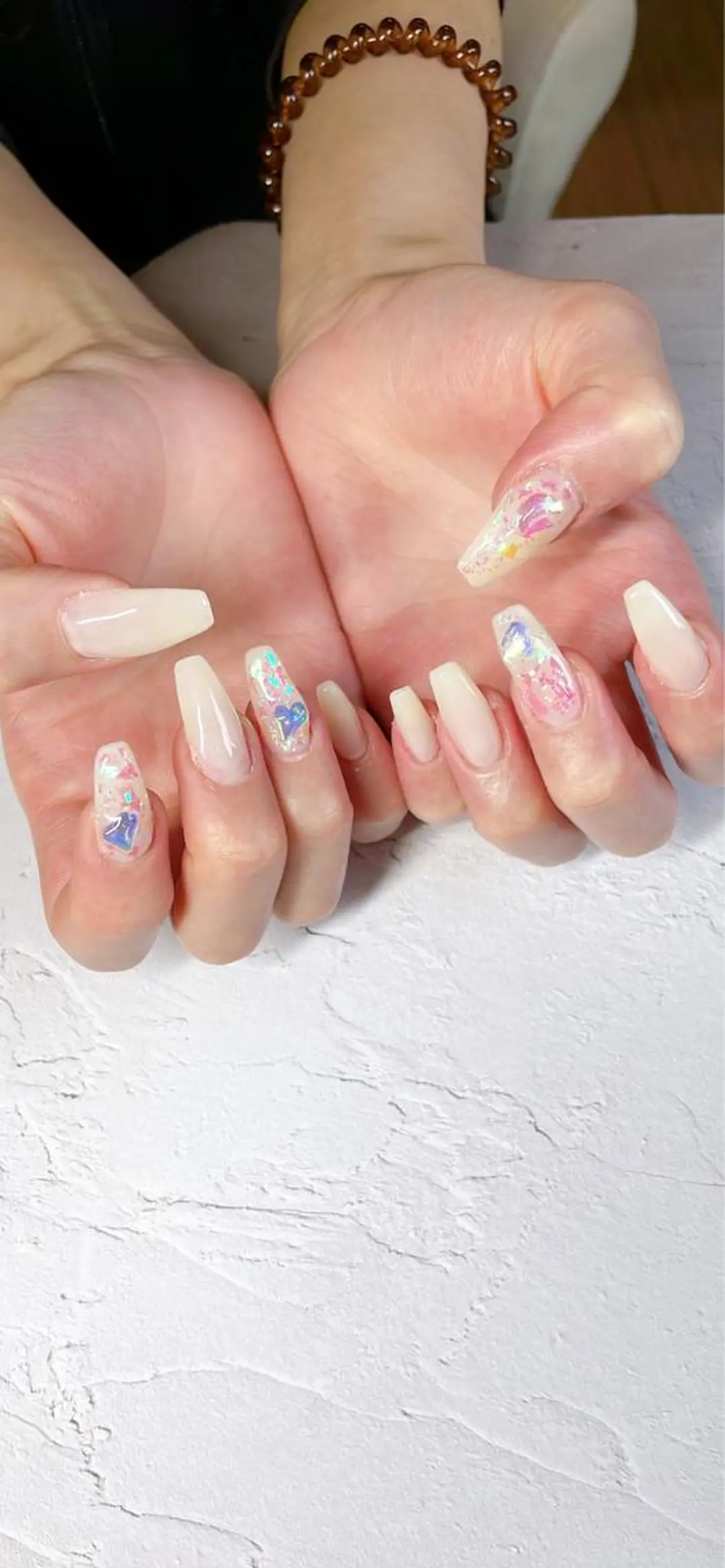 ネイル オーロラネイル キラキラネイル ハンドネイル LaLa Peach 福岡のマツエク・マツパデザイン