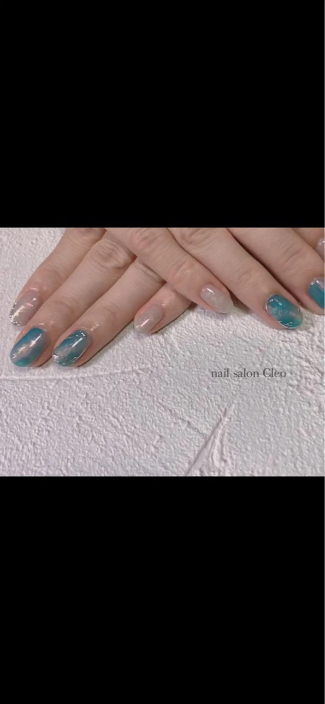 ネイル アートネイル ブルー クリアネイル ニュアンスネイル Cleo クレオのネイルデザイン