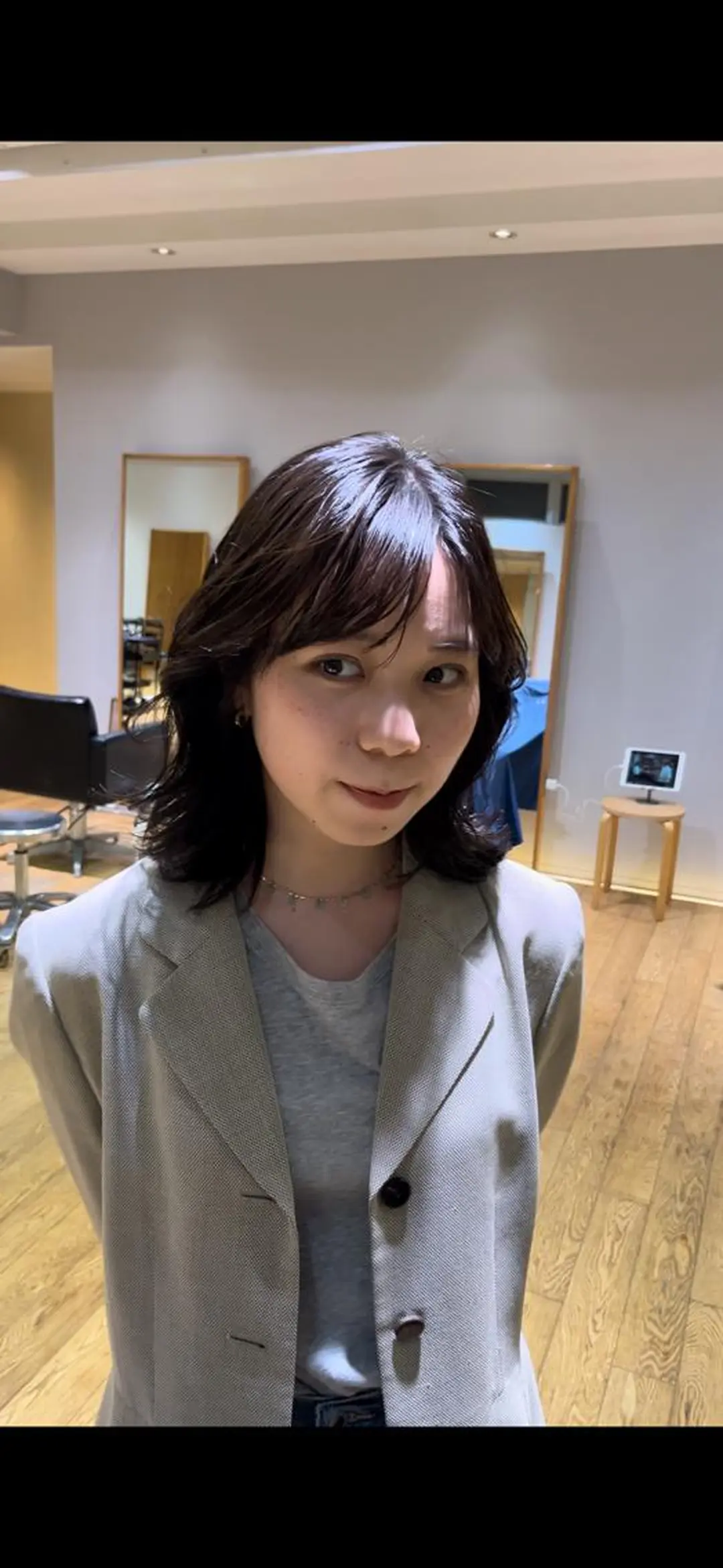 ミディアム カラー パーマ 似合わせカット /パーマ岡本淳平のヘアスタイル