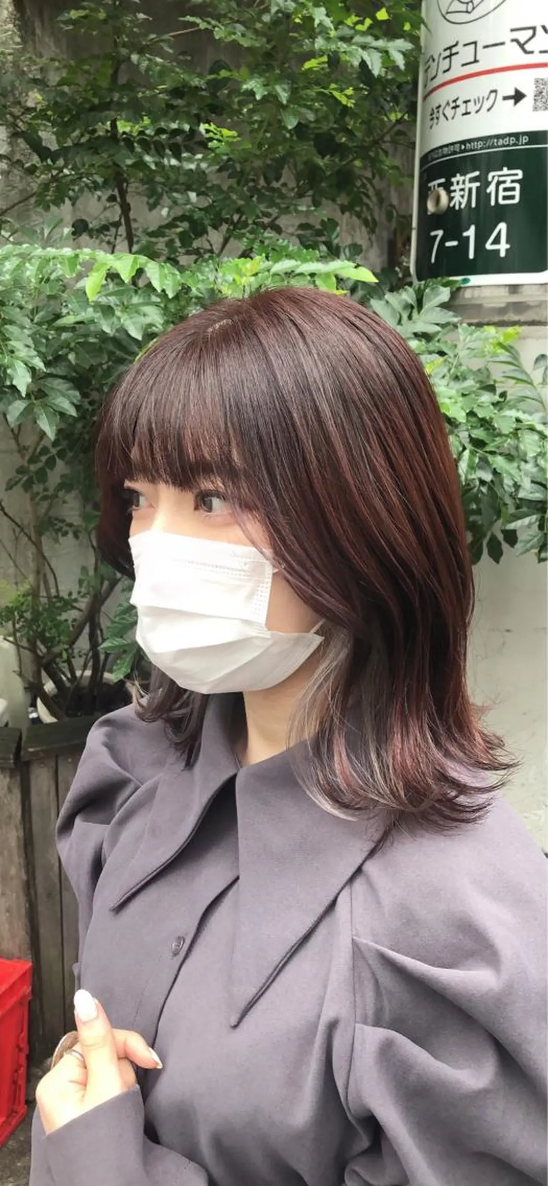 ミディアム パープルカラー カット ヘアカラー トリートメント ウルフ/レイヤー /パーマ/島田陽稀のヘアスタイル