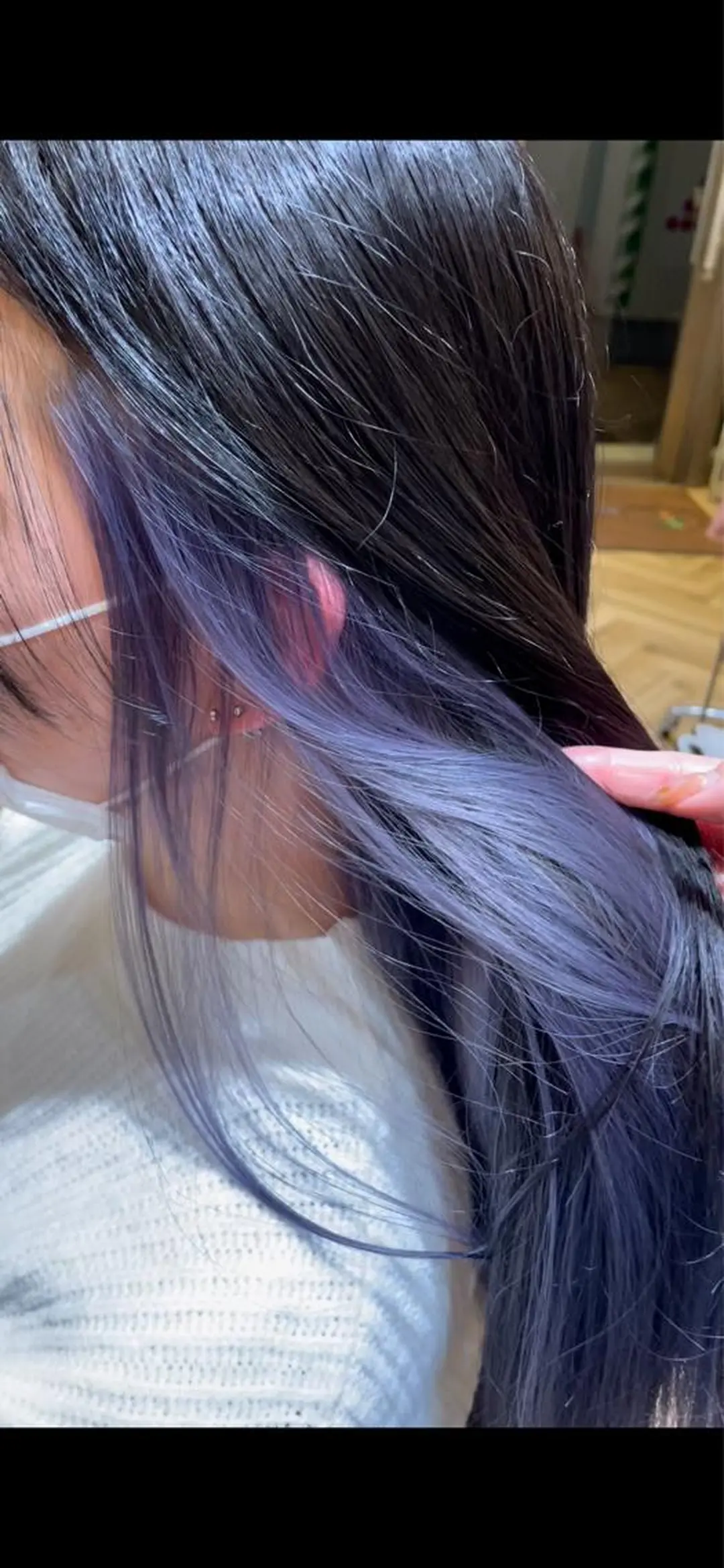 ロング カラー ブリーチ ブルーカラー ブルーラベンダー ラベンダーカラー 市川 澪のヘアスタイル