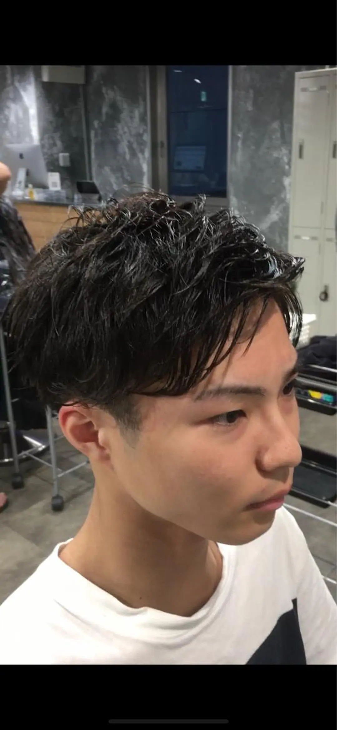 ミディアム カラー パーマ ヘアアレンジ メンズ ミディアムパーマ メンズパーマ 当日予約⭕️ JUNYAのヘアスタイル