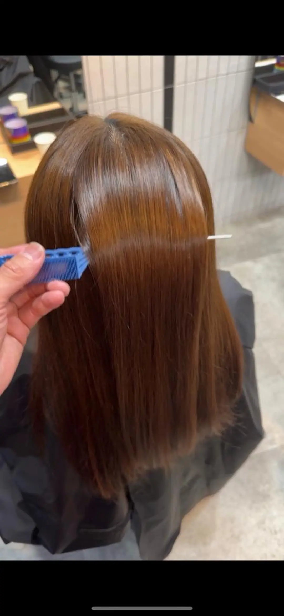 セミロング パーマ 縮毛矯正 西浦慎二 /艶カラー/髪質改善のヘアスタイル