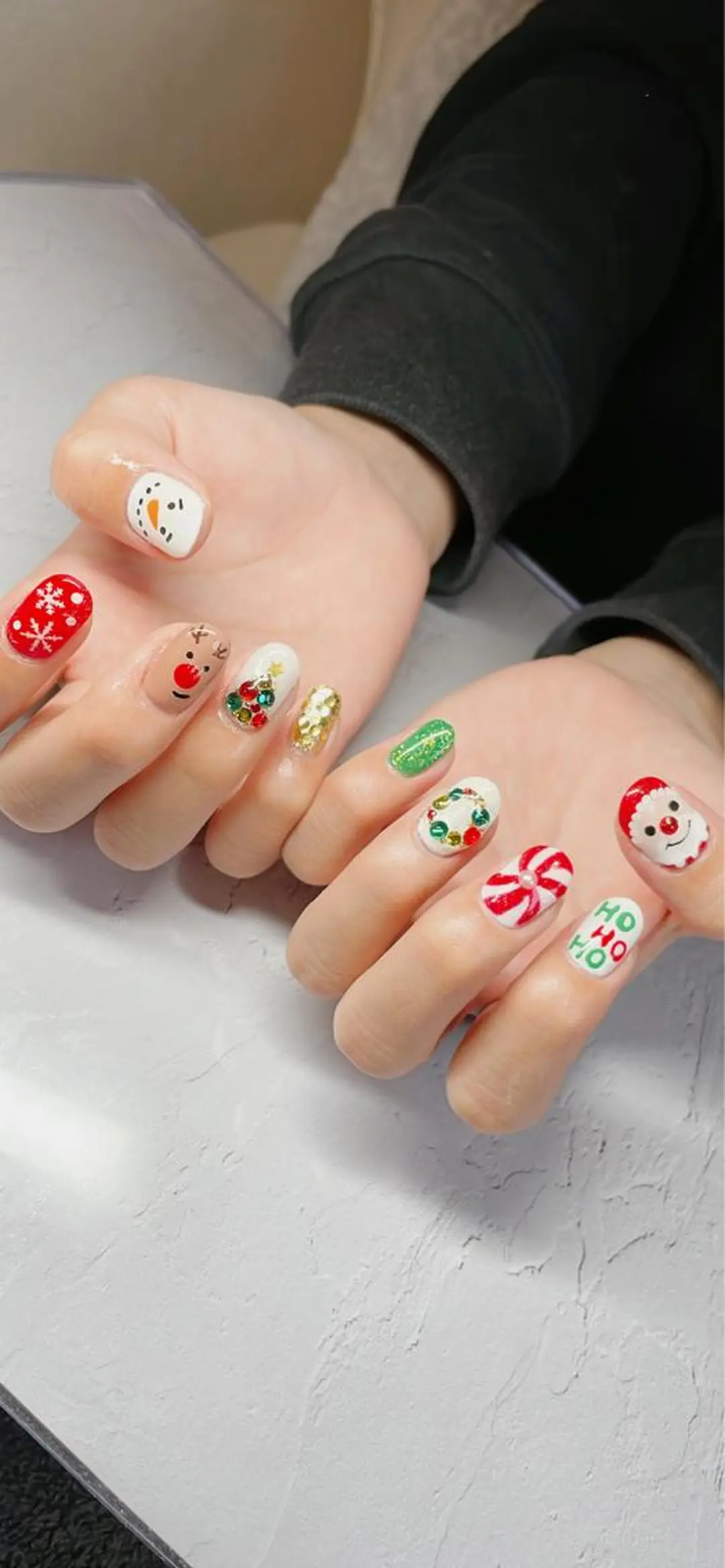 ネイル 冬ネイル クリスマス ハンドネイル LaLa Peach 福岡のマツエク・マツパデザイン