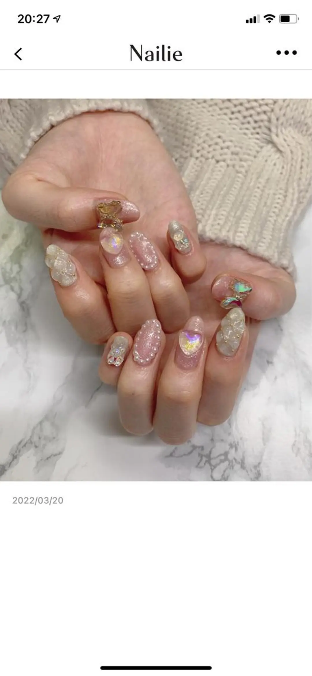 ネイル はな💎ネイル ワンホン、長さ出しのネイルデザイン