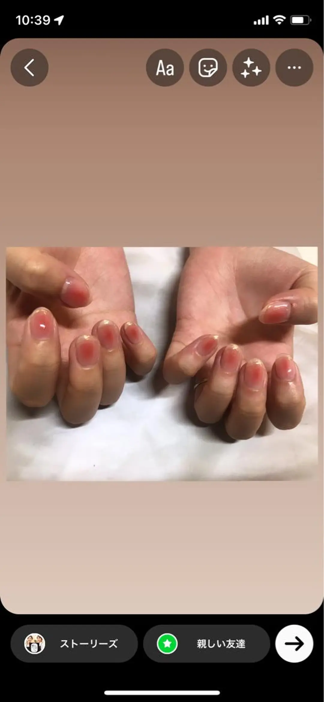 ネイル オーロラネイル チークネイル 【ＯＲＧＡＮ】 nailのネイルデザイン