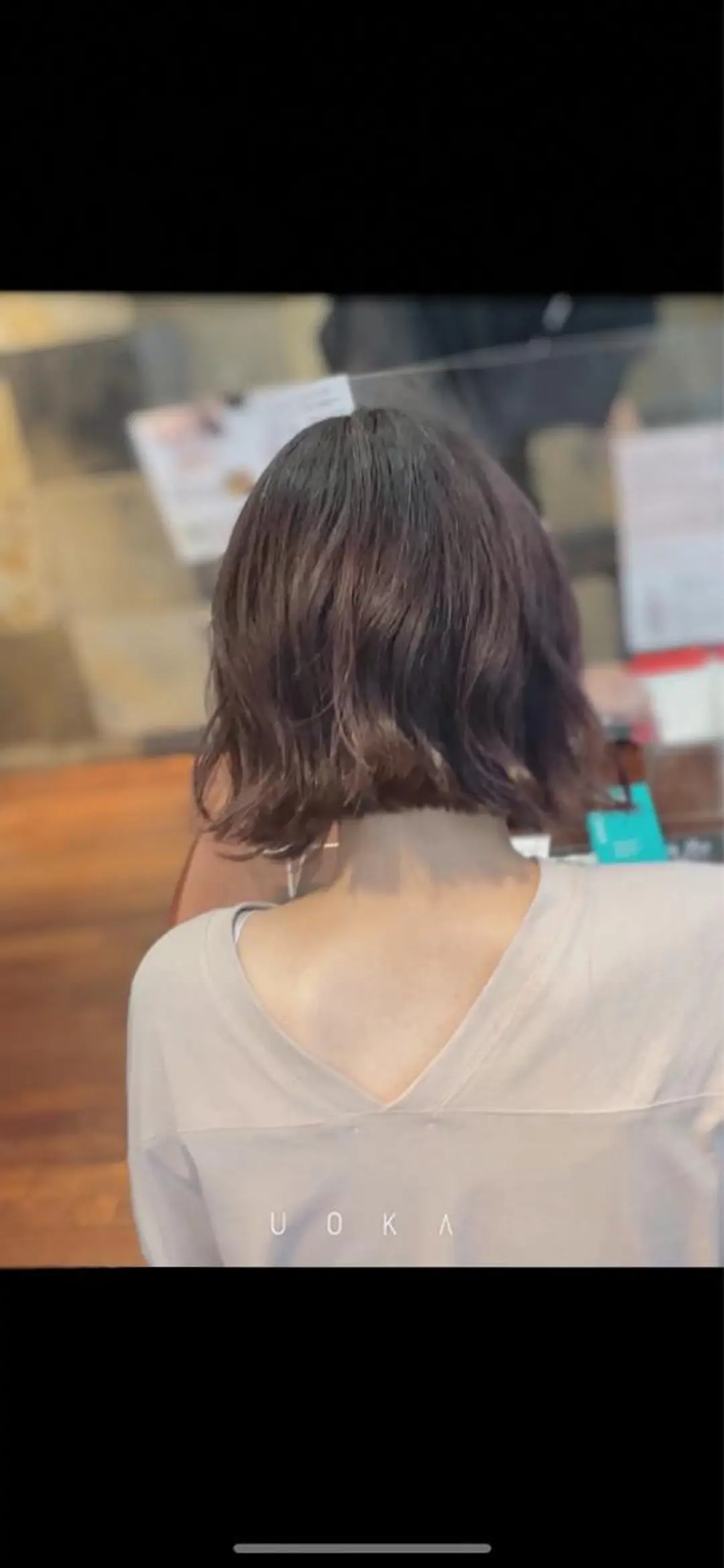 ショート カラー ヘアアレンジ 切りっぱなしボブ パープルカラー ボブ カット 福見 美保のヘアスタイル