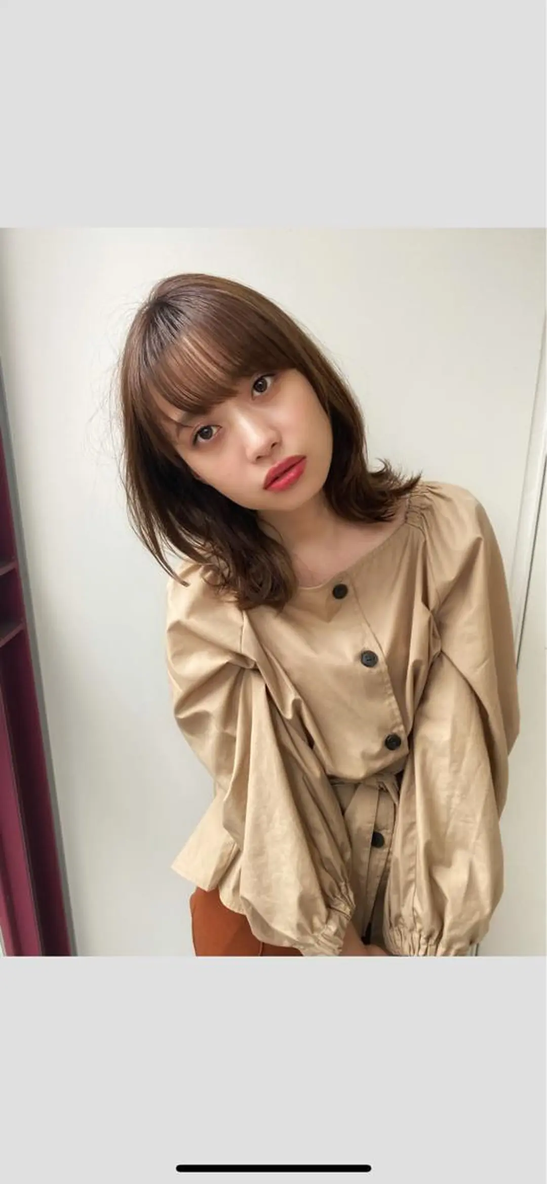 ミディアム カラー ミディアムレイヤー ベージュカラー くびれヘア レイヤーカット ボブ、ミディアム得意 🤍Emmy🤍のヘアスタイル