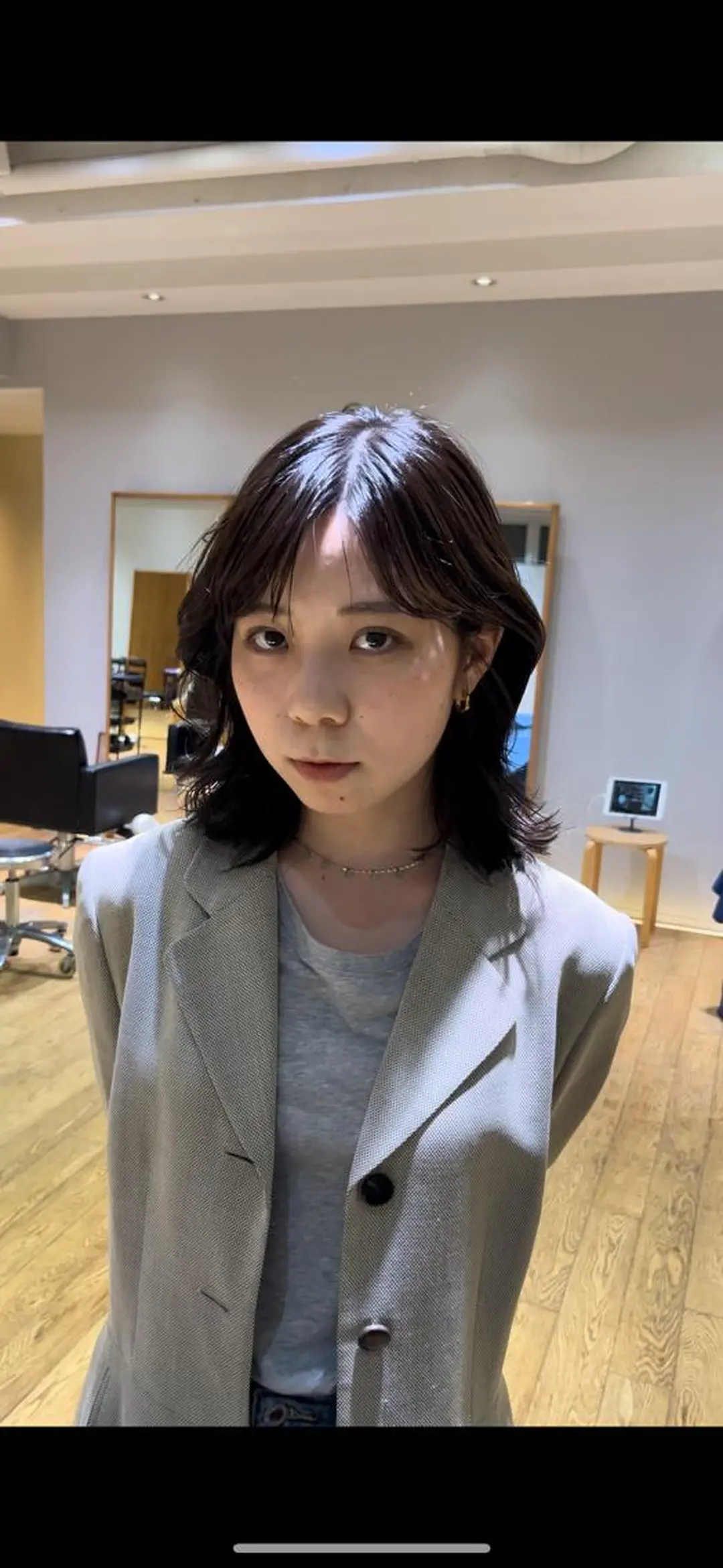 ミディアム カラー パーマ 似合わせカット /パーマ岡本淳平のヘアスタイル