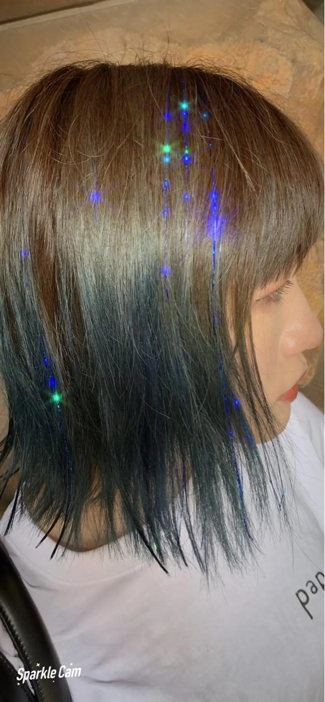 ミディアム カラー 切りっぱなしボブ ブルーカラー ボブ haco+所属・🌈派手髪エクステ ブレイズ🌈ひろとのヘアスタイル