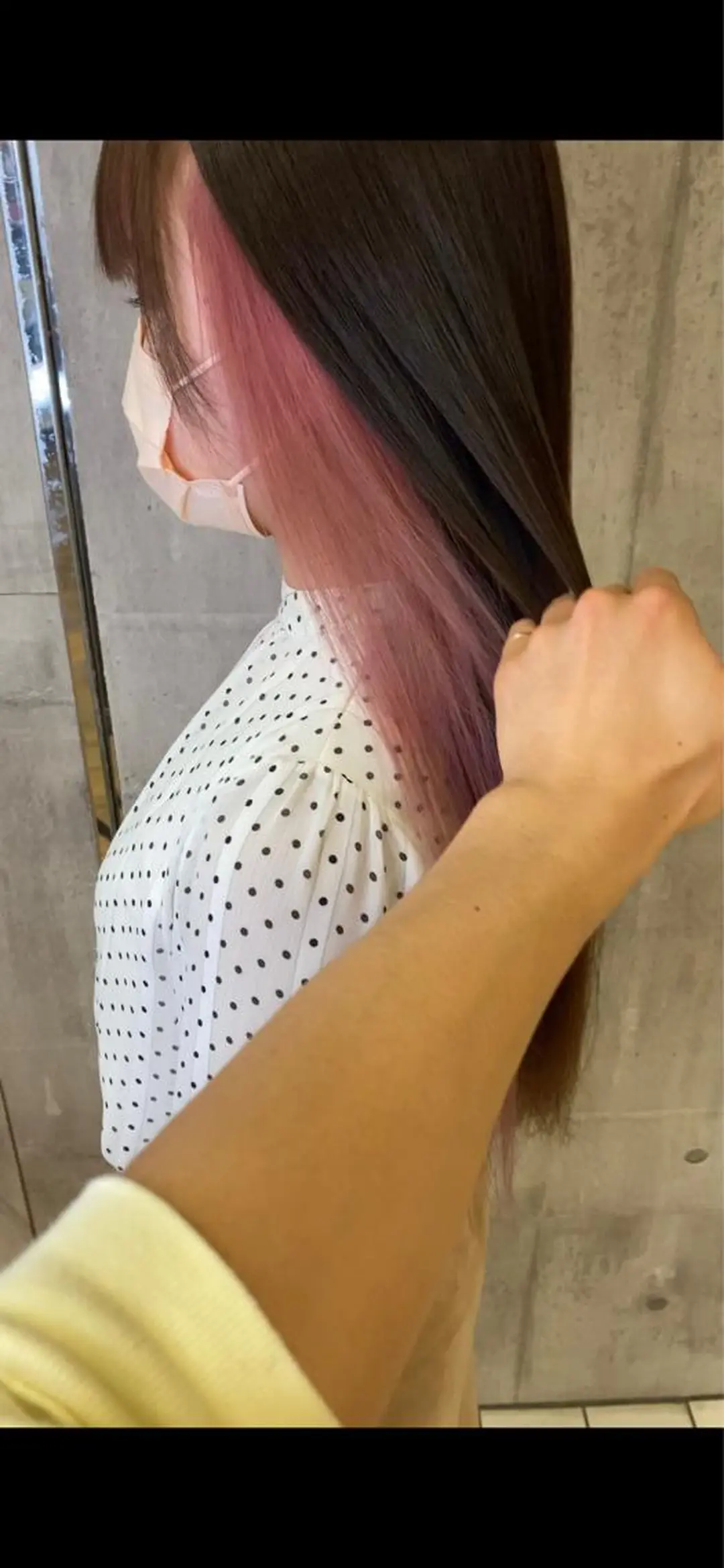 ミディアム カラー インナーカラー ピンクカラー カット ヘアカラー トリートメント 髪質改善ｶﾗｰ ｹｱﾌﾞﾘｰﾁ/ﾀﾑのヘアスタイル