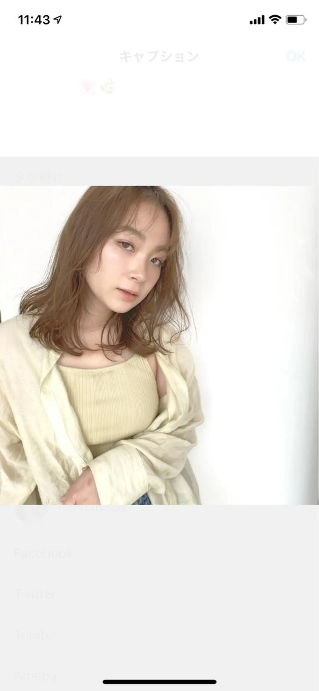 セミロング カラー ノンダメージ⭐️ 透明感カラー中田七菜のヘアスタイル