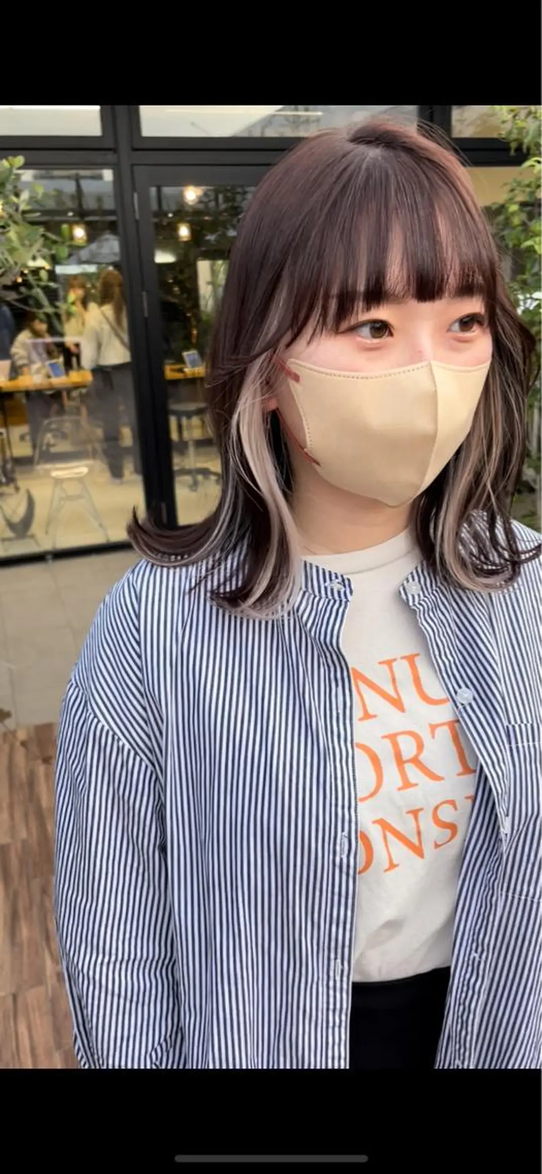 ミディアム カラー ベージュカラー インナーカラー ホワイトベージュ クドウレイ fifth渋谷のヘアスタイル