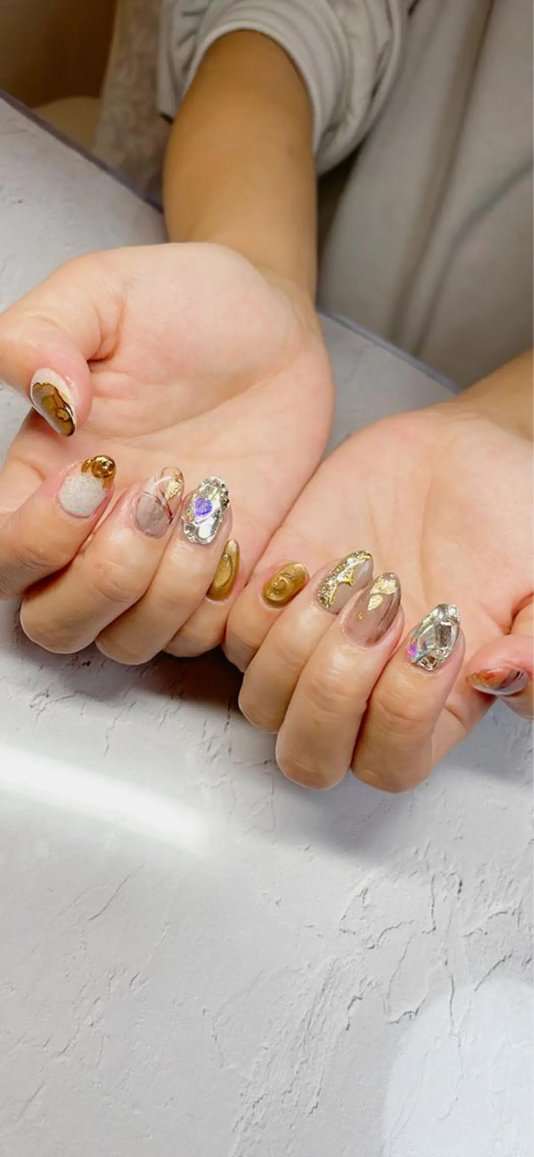 ネイル ニュアンスネイル ストーンネイル ハンドネイル LaLa Peach 福岡のマツエク・マツパデザイン