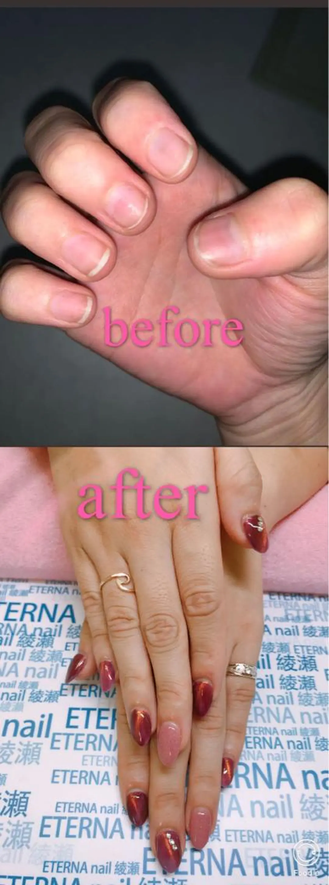 ネイル 長さ出し ストーンネイル プライベートサロン eternanailのネイルデザイン