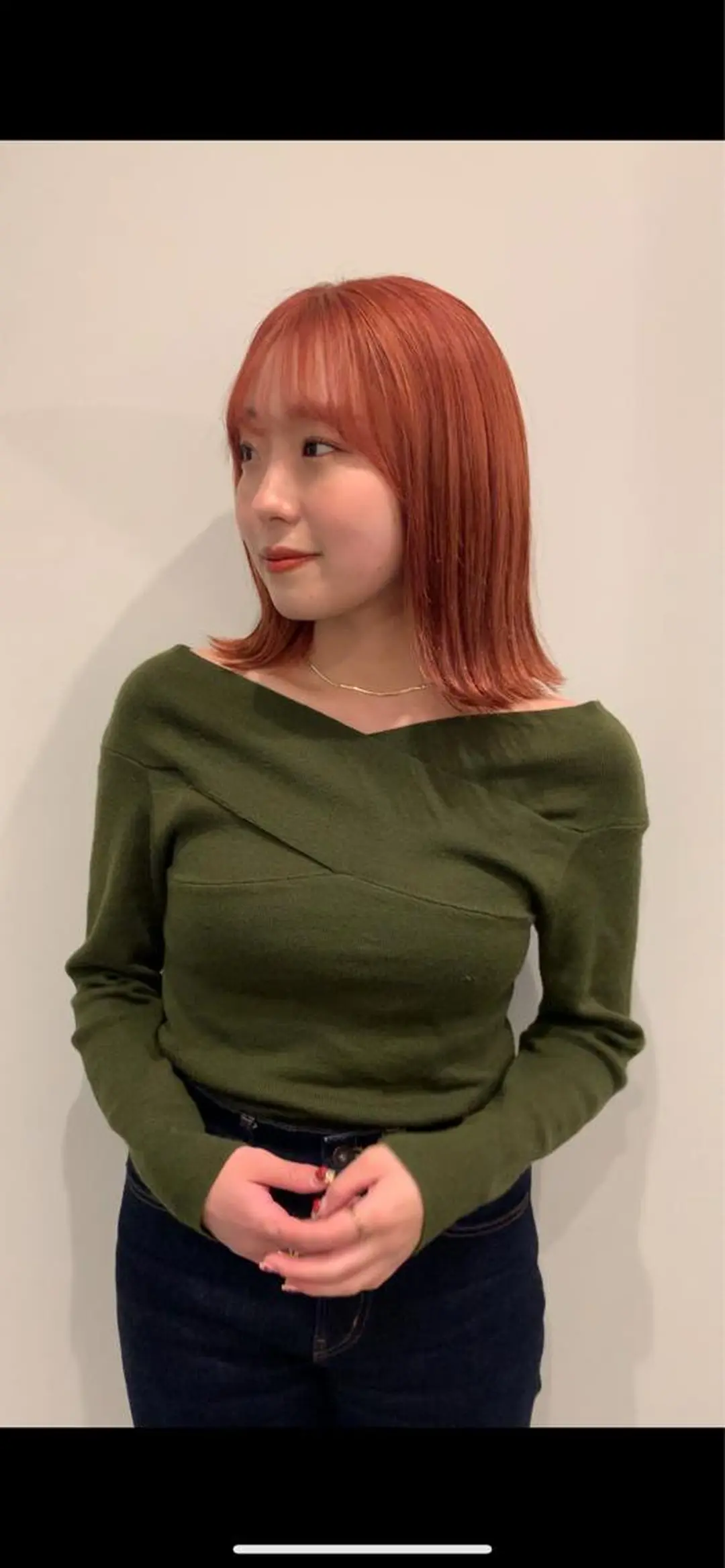 ミディアム ヘアカラー 落合希 Olivebeigeのヘアスタイル