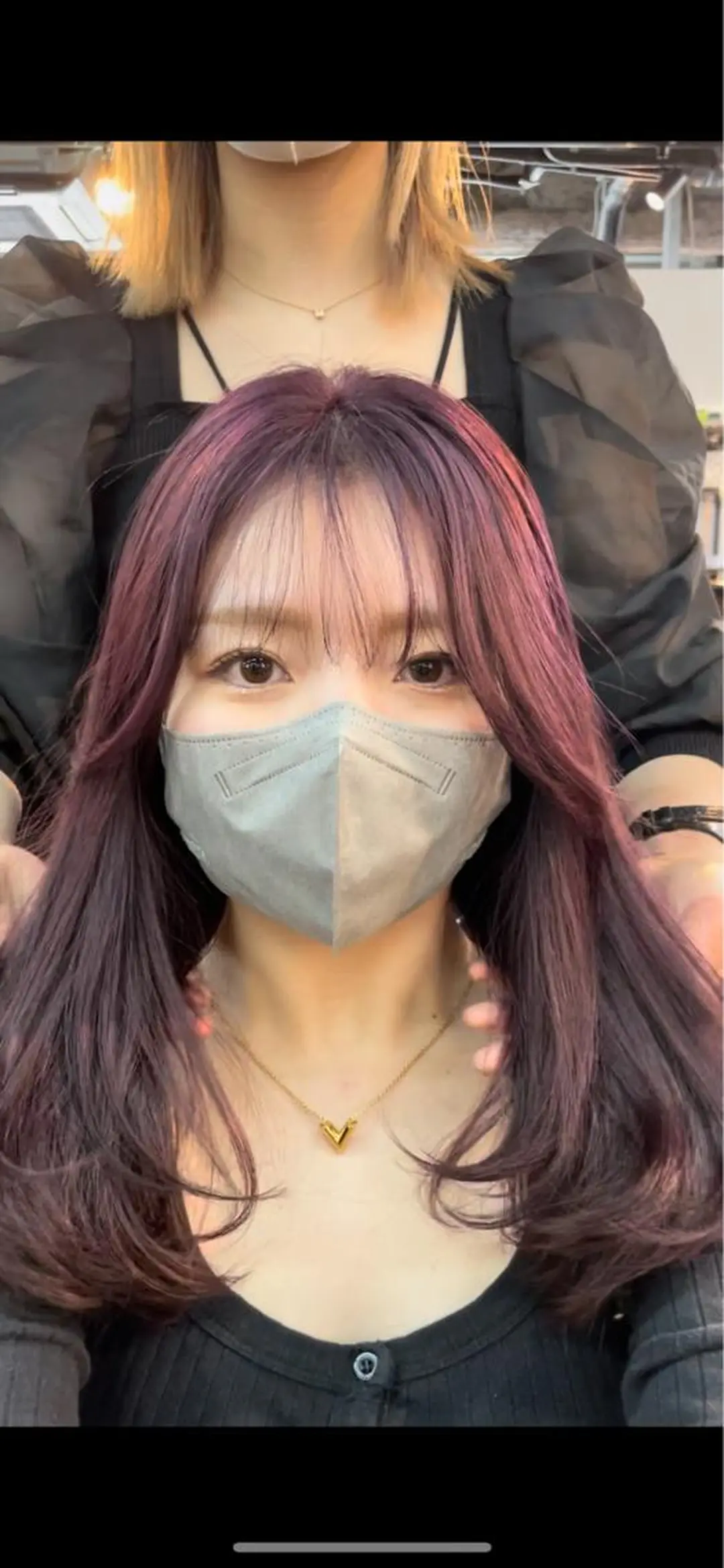 セミロング カラー ラベンダーカラー ピンクカラー ピンクラベンダー 顔まわりレイヤー レイヤーカット チヒョ🦋 韓国hair🇰🇷のヘアスタイル